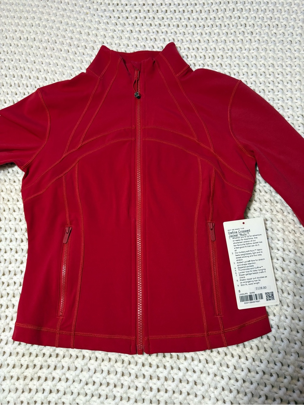 RARE! Lululemon dark red define cropped jacket nulu size 8 - Picture 5 of 9